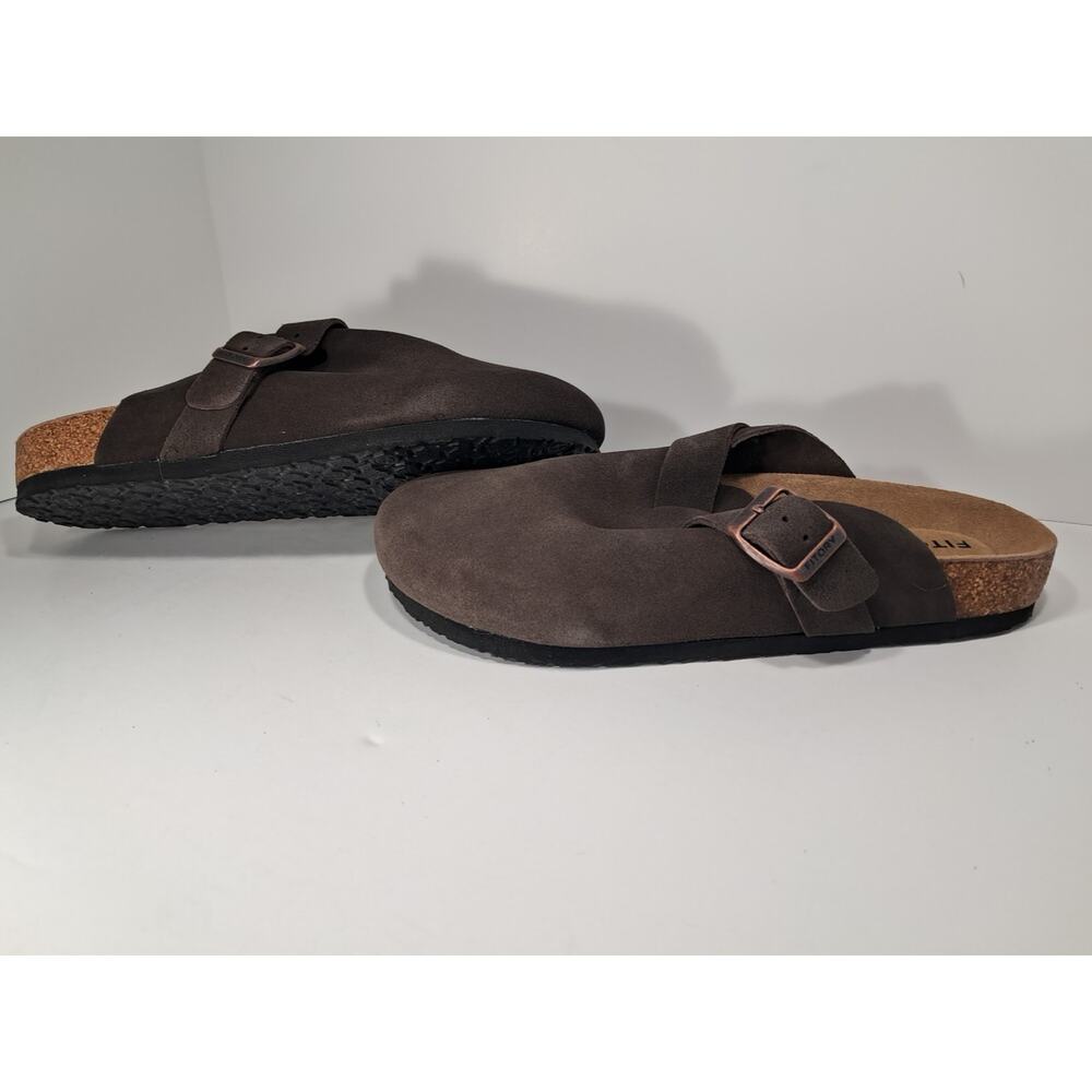 Fitory Women's Slip-On Flat Suede Sandals Mocha US:10